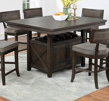 Dining Room Furniture Counter Height Dining Table w Butterfly Leaf Rustic Espresso Table w Storage Base 1pc Dining Table Only