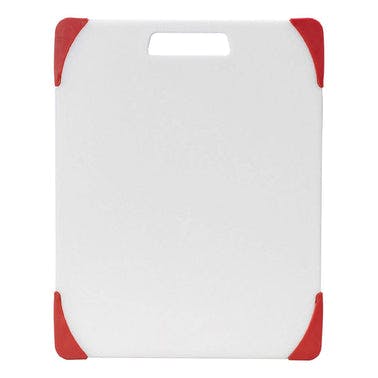 Farberware 11-inch X14-inch Nonslip Poly Cutting Board with Red Corners