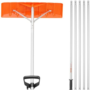 VEVOR Snow Roof Rake, 25" Plastic Blade Snow Removal Tool, 21ft Reach Aluminium Handle, Superior Roof Shovel with Anti-Slip Handle Grip, Easy to Setup & Use for House Roof, Car Snow, Wet Leaves