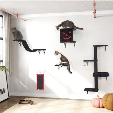 5 PCS Gothic Wall Mounted Cat Furniture, Luxury Cat Wall Furniture Set, Cat Climber, Cat Wall Shelf with Cat Tree